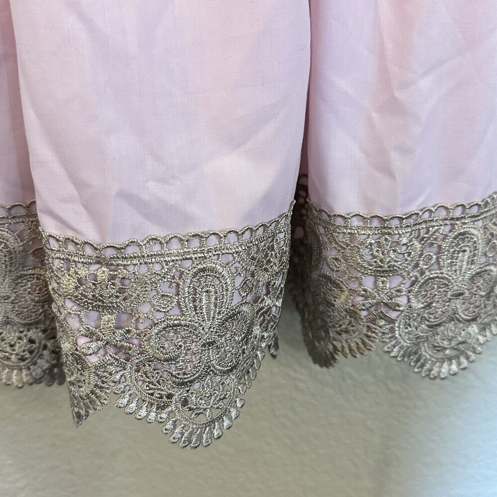 Periwinkle Parasol Pink Brown Dress Smocking Lace‎ Tie Back Crown 3T - Picture 4 of 6